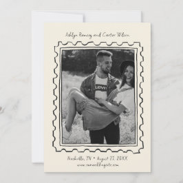 Postage Stamp Hand Drawn Save The Date Card
