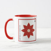Postage Stamp Red Poinsettia Holiday Photo Mug (Gauche)