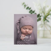 Postal de anuncio nacimiento Hello! Briefkaart (Staand voorkant)