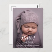 Postal de anuncio nacimiento Hello! Briefkaart (Voorkant / Achterkant)