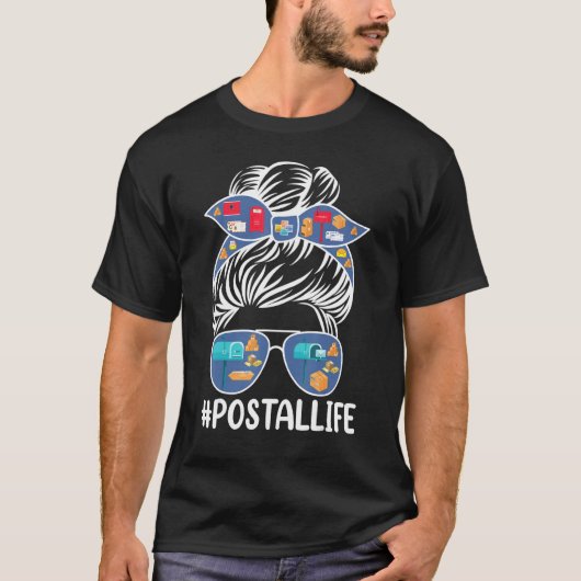 Postal Life Cute Messy Bun Postal Worker Mail Lady T-shirt (Voorkant)