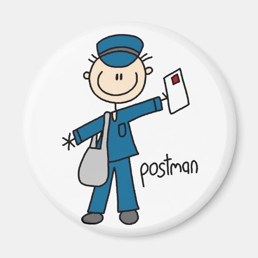 Postal Worker Stick Figuur Magnet Magneet (Voorkant)