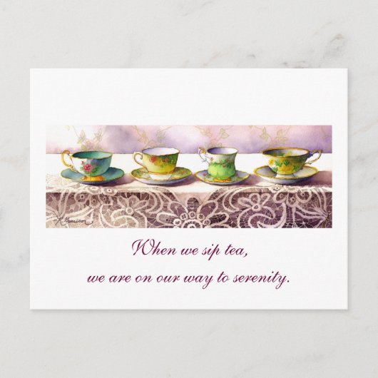 Postale 0001 Rangée de Teacups Alexandra Stoddard Carte po (Devant)