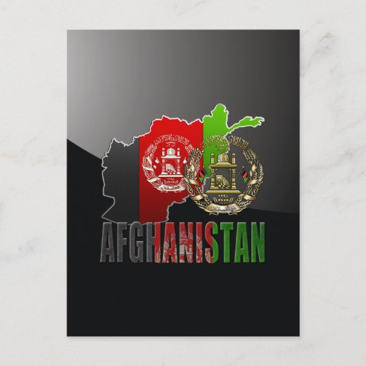 Postale [100] Afghanistan : COA, drapeau et carte (Devant)