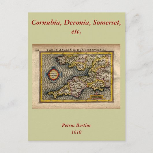 Postale 1610 Carte de Cornwall, Devon, Somerset, etc... (Devant)