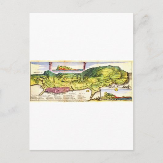 Postale 1720 De La Feuille Carte et Vue de Gibraltar Geo (Devant)