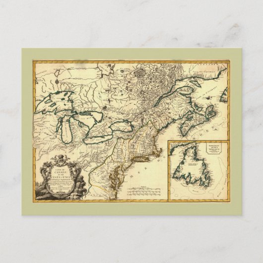 Postale 1778 Carte du Canada et des États-Unis (Devant)