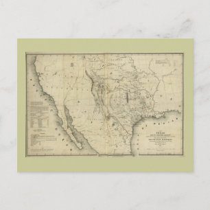 Postale 1844 Carte du Texas et des pays limitrophes