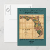Postale 1856 Carte de l'État de Floride par Columbus Drew (Devant / Derrière)