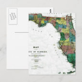 Postale 1856 Carte de l'État de Floride par Columbus Drew (Devant / Derrière)