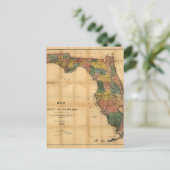 Postale 1856 Carte de l'État de Floride par Columbus Drew (Debout devant)