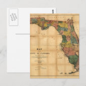 Postale 1856 Carte de l'État de Floride par Columbus Drew (Devant / Derrière)