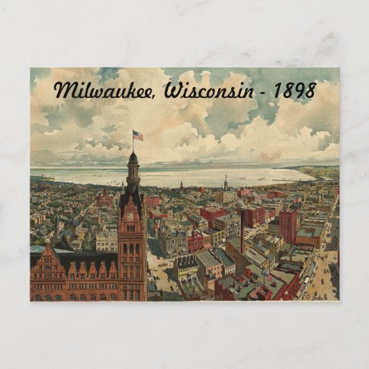 Postale 1898 Milwaukee, WI Birds Eye View Carte Postale! (Devant)