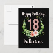 Postale 18e anniversaire Parties scintillant rose Carte de (Devant / Derrière)