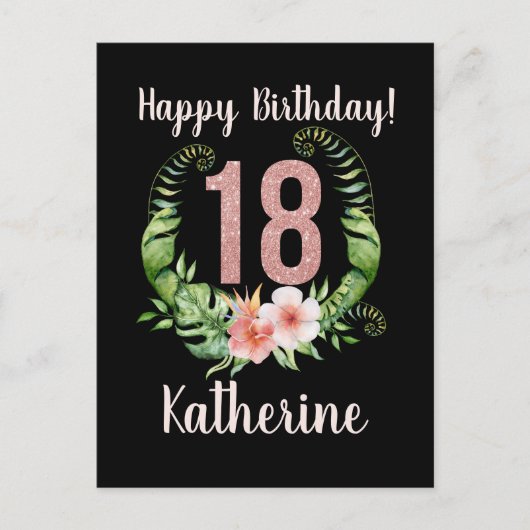 Postale 18e anniversaire Parties scintillant rose Carte de (Devant)