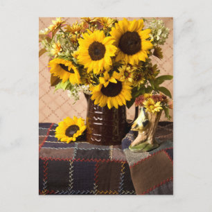 Postale 4038 Bouquet de tournesol d'automne sur carte post