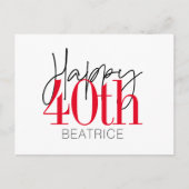 Postale 40 et fabuleuse 40e carte d'anniversaire (Devant)