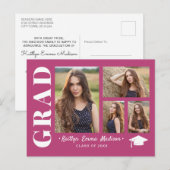 Postale 4 Collage photo Script moderne Pink Grad Carte pos (Devant / Derrière)