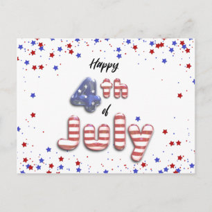 Postale 4 juillet Ballons à huile Étoiles Stripes - Carte