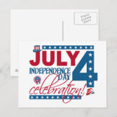 Postale 4 JUILLET Célébration carte postale, personnaliser (Devant / Derrière)