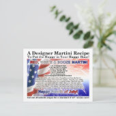Postale 4 juillet Rouge, Blanc Booze Martini Recette Carte (Debout devant)