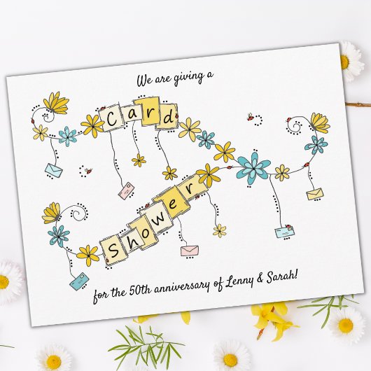Postale 50e Anniversaire Carte Douche Whimsical Demande