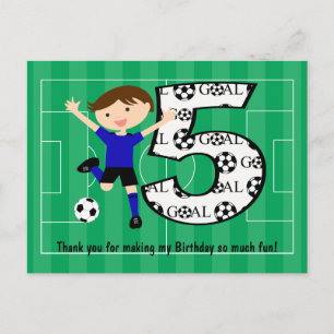 Postale 5e anniversaire Bleu et noir Soccer But Carte post