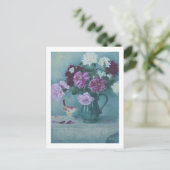 Postale 6027 Peonies en Pitcher & Procelain Bird Carte pos (Debout devant)
