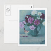 Postale 6027 Peonies en Pitcher & Procelain Bird Carte pos (Devant / Derrière)