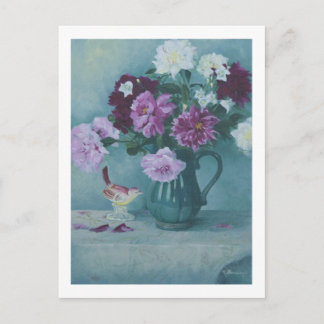 Postale 6027 Peonies en Pitcher & Procelain Bird Carte pos