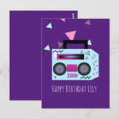 Postale 80s Bright Music System Joyeux Anniversaire Carte  (Devant / Derrière)