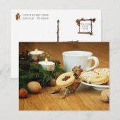 Postale Acorn elf manger un biscuit - carte de Noël (Devant / Derrière)