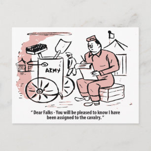 Postale Affecté à la Cavalerie, Humour Militaire, Carte Po