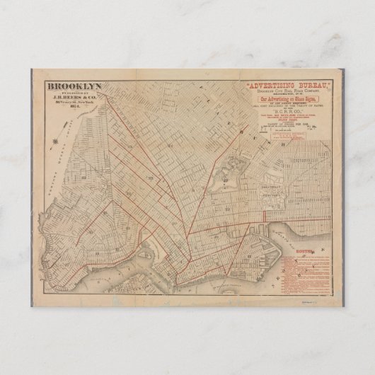 Postale Affiche de carte ancienne de Brooklyn (Devant)