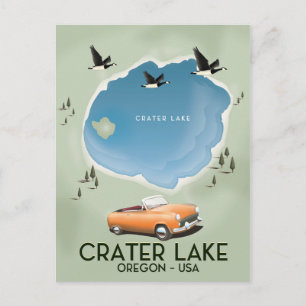 Postale Affiche de carte de voyage du lac Crater Oregon