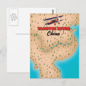Postale Affiche de carte du fleuve Yangtze Chine (Devant / Derrière)