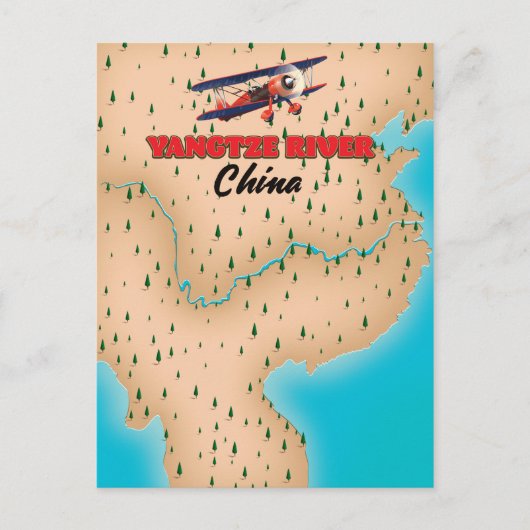Postale Affiche de carte du fleuve Yangtze Chine (Devant)