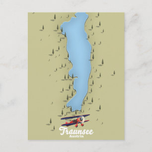 Postale Affiche de carte du lac autrichien Traunsee