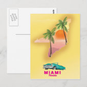 Postale Affiche de carte illustrée de Miami Floride (Devant / Derrière)