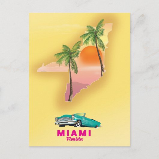 Postale Affiche de carte illustrée de Miami Floride (Devant)