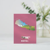 Postale Affiche de carte illustrée du Népal (Debout devant)