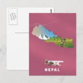 Postale Affiche de carte illustrée du Népal (Devant / Derrière)