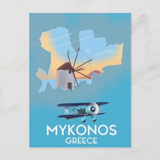 Postale Affiche de voyage carte de Mykonos Grèce (Devant)