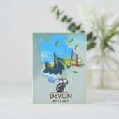 Postale Affiche de voyage carte du Devon (Debout devant)