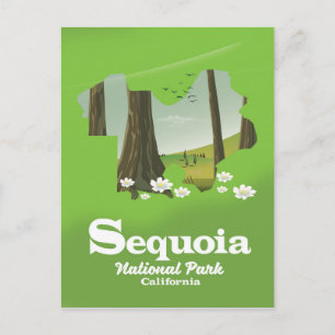 Postale Affiche de voyage carte du parc national de Sequoi