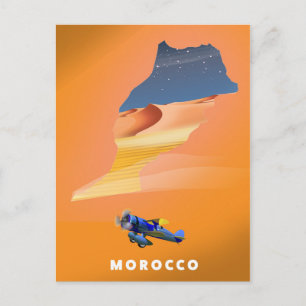 Postale Affiche de voyage carte illustrée du Maroc impress