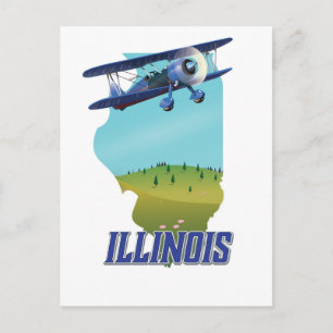 Postale Affiche de voyage de carte vintage de l'Illinois