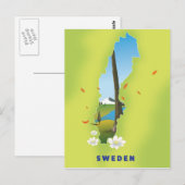 Postale Affiche de voyage illustrée carte de Suède. (Devant / Derrière)