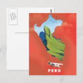 Postale Affiche de voyage illustrée carte du Pérou (Devant / Derrière)