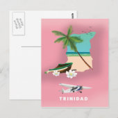 Postale Affiche de voyage illustrée de la carte de Trinité (Devant / Derrière)